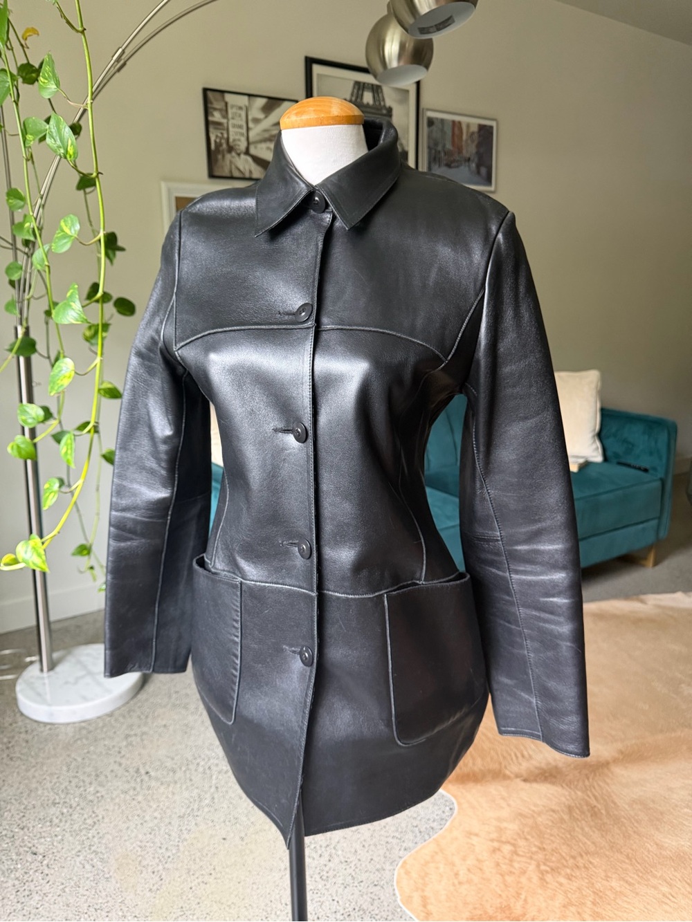 Danier Black Leather Button-Front Women's Jacket